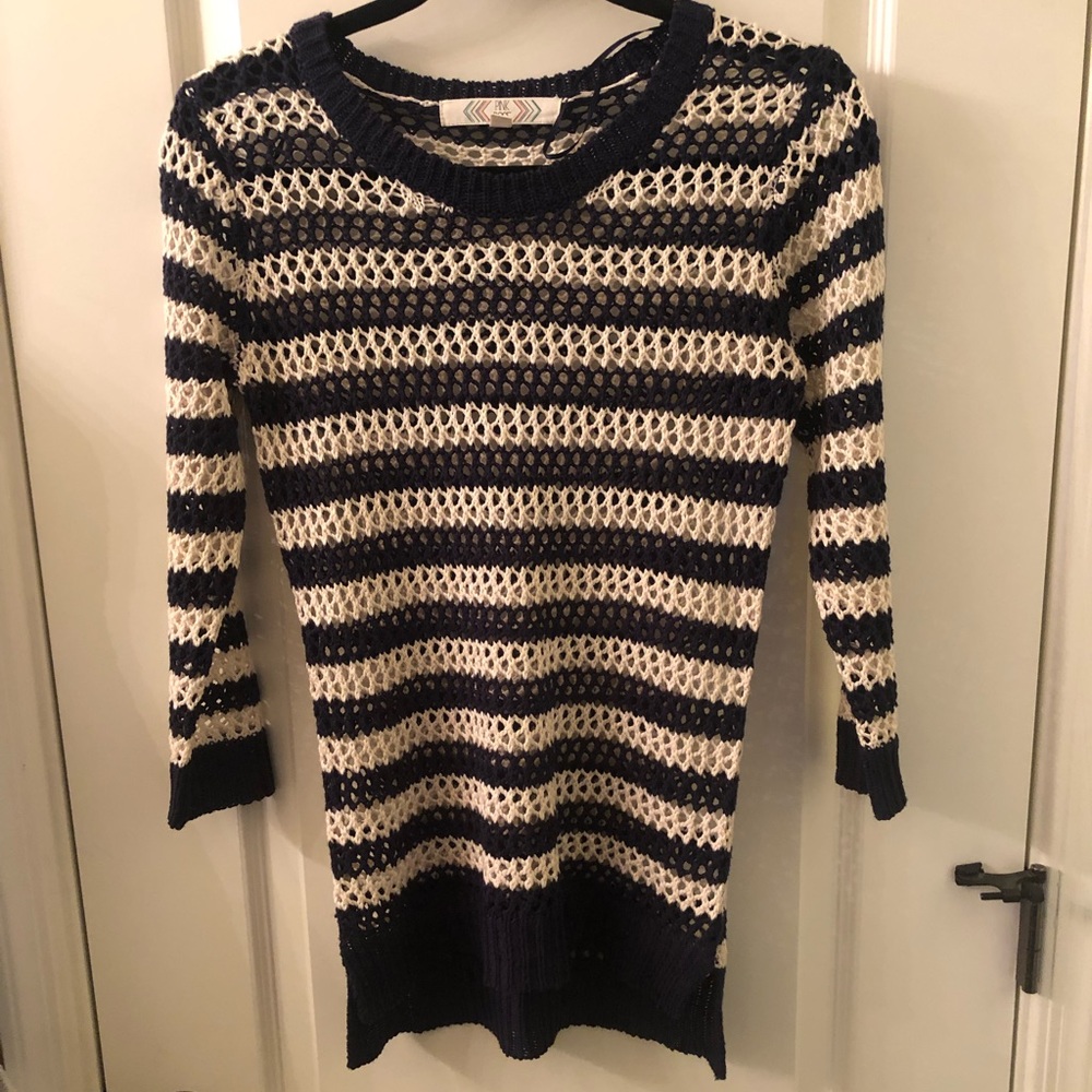 Pink Rose Women’s navy/cream striped sweater size M